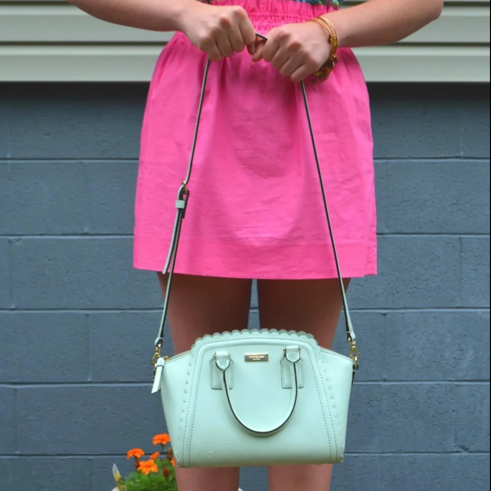 Kate Spade Bag and Dust Bag Lilac Road Marguerite Mint Scalloped Edge